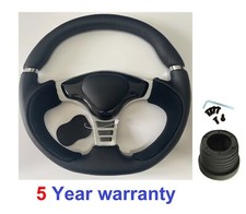 BLACK RACING STEERING WHEEL & BOSS KIT HUB FIT VW T4 TRANSPORTER 96-03 3 SPOKE