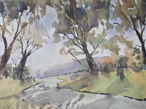 Country lane watercolour - lane,