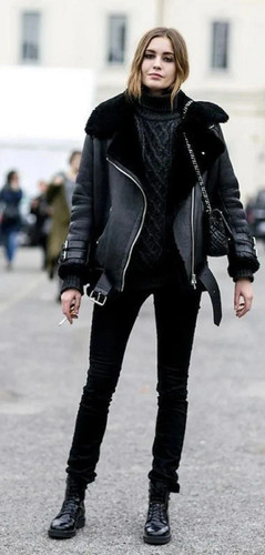 Women black real sheep - black,