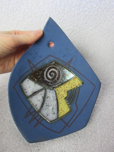 Asymmetrical blue wall plaque - wall,