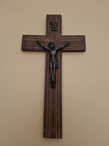 Crucifix wood metal - crucifix, vintage