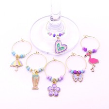 Set Of 6 Wine Glass Charms Ideal Birthdays, Dinner Parties, Barbeques ,Valentine