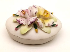 Leonardo Creazioni Savastano Lidded Oval Trinket Box Flowers Orchids/P-17/