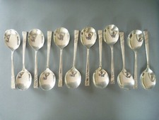 Retro Viners Silver Rose - 12 Soup Spoons - EPNS Silver Plate Cutlery Vintage