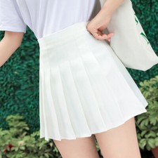 Women High Waist Pleated Plaid Casual Tennis Style Girl Mini Skirts Skater Skirt
