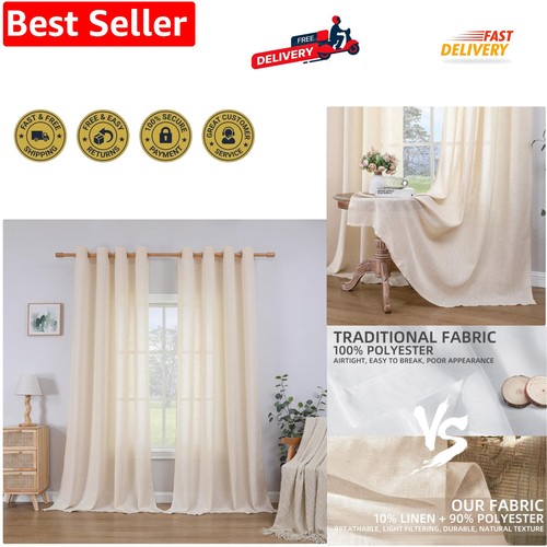 Linen curtains eyelet - linen, sheer