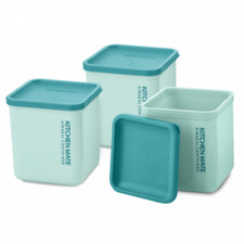 Plastic Tea Coffee Sugar Canisters Airtight Kitchen Pots Storage Jars Tidy 3pcs