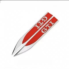 VW Golf VII 7 fenders lettering GTI red left emblem sticker Metal