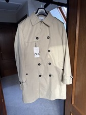 Zara Man Trench Coat Beige size Medium NEW