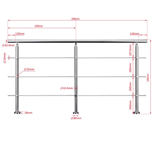 Stainless steel handrail - steel,