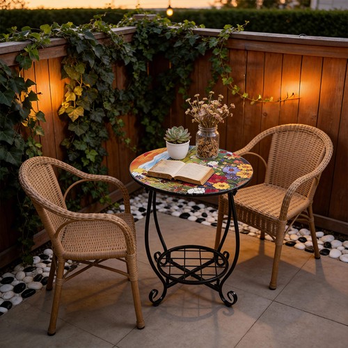 Round mosaic coffee table - round,