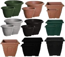 Square Round Plastic Design Plant Pot Garden Flower Water Indoor Outdoor Planter