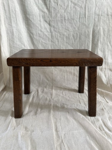 Vintage solid oak stool side - solid,