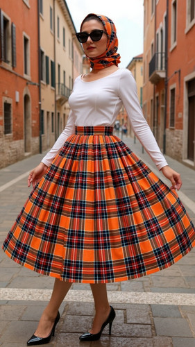 Sienna tartan 1950s vintage - sienna,