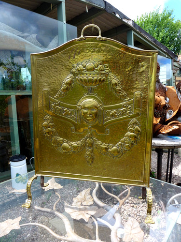 Vintage embossed brass fire - vintage,