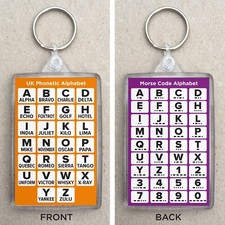 Phonetic Telephone Radio Alphabet & Morse Code Extra large Keyring & Bag Tag