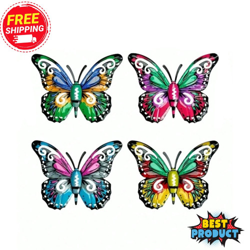 4pcs metal butterfly - wall, art
