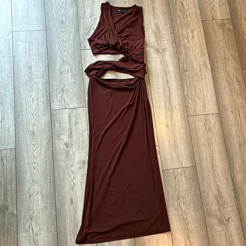 Zara brown sleeveless neck - sleeveless, v-neck