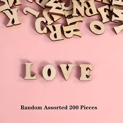 200pcs wooden letters black - wooden,