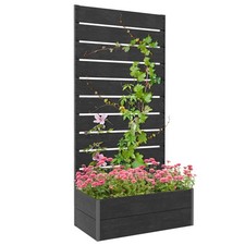 Outsunny Raised Garden Bed with Trellis and Drainage Hole, Planter Box Black
