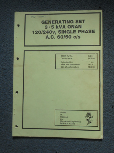 British army onan - army, 3.5kva