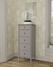 BNWT Laura Ashley Eleanor 5 Drawer Tall Chest of Drawers, Pale French Grey £775