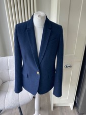 JOULES HORATIA NAVY BLUE TWEED SIZE 10 PINK COLLAR WOOL MIX PARADE JACKET BLAZER