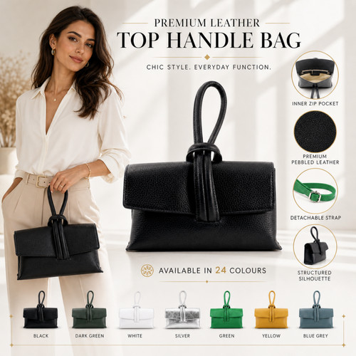 Real leather clutch bag - bag, women
