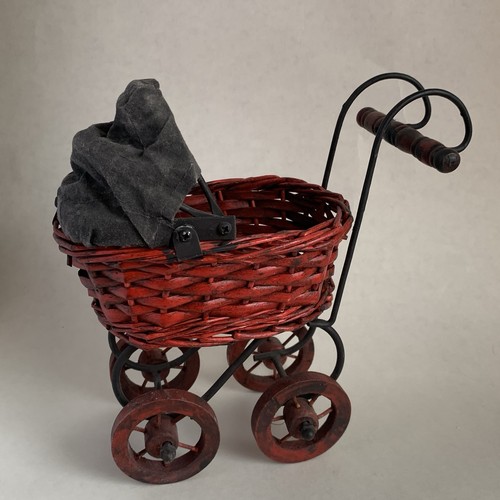 Vintage red wicker - vintage, doll