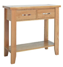 Small Console Table, Solid Oak Wood Hallway/Telephone/ Side Table with 2 Drawers