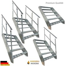 Premium Steel Stair 6 Steps 600-1400 mm Galvanised Terrace Outdoor Railing Stair