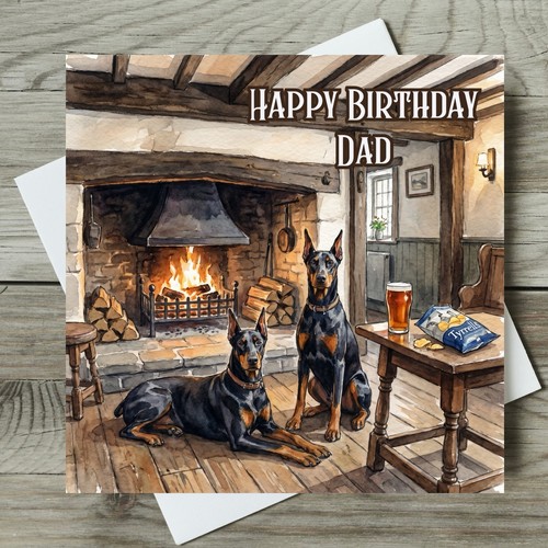 Doberman birthday card - doberman,