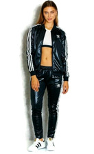 S/M adidas OG Women's  Wet-look  SUPERGIRL TRACKSUIT  UK12 - US8  Blk/Wht  1AVL
