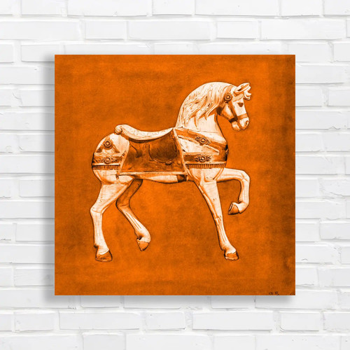 Vintage carousel horse orange - vintage,