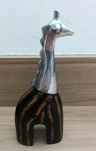 Metal wood giraffe figure - &,