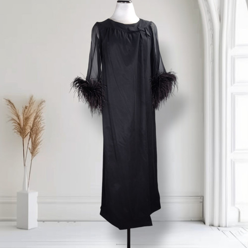 Vintage 60s black silk chiffon - 60s,
