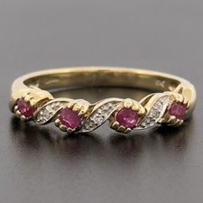 9ct Yellow Gold Ruby & Diamond