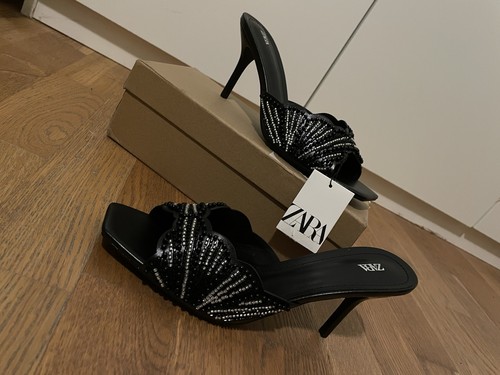 Zara black beaded faux - black,