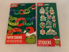 The Grinch Christmas Stickers (8 Pack) & Paper Chains (60) NEW Fizz Creations