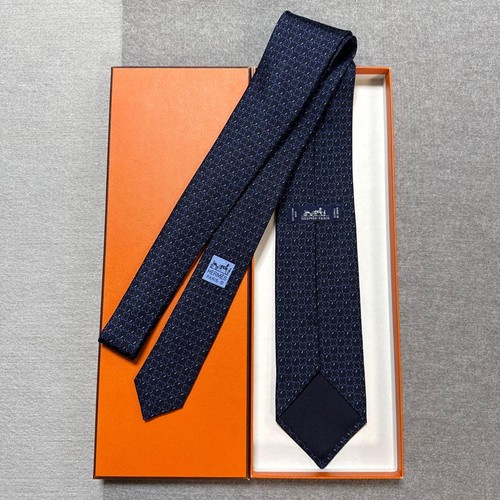 Hermes tie dark blue four - hermes, four-leaf