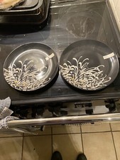 Denby - Monsoon - Chrysanthemum Charcoal Dessert/Salad Plates x2 - BRAND NEW