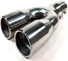 Universal Twin Double Sport Chrome Exhaust Pipe Trim Tip Tail Stainless Steel