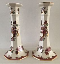 Mason’s Red Mandalay - Pair Of Large - 8.5 inch - Octagonal Candlesticks- 21.5cm