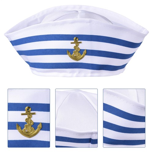 White sailor hat adult navy - adult,