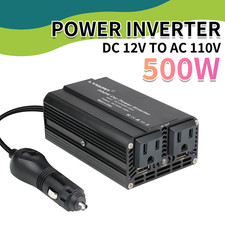 500W Power Inverter DC 12V to 110V AC Car Plug Adapter Outlet Converter for Car