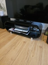 TechLink High Gloss Black TV Stand With Tempered Glass Shelf Oval Curved