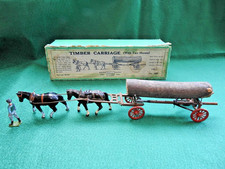 BRITAINS LEAD 1928 RARE BOXED No.12F FARM TIMBER CARRIAGE 2 HORSES & STABLE LAD