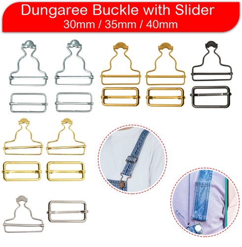 Brass dungaree buckle slider - dungaree,