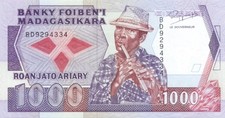MADAGASCAR 1.000 FRANCS  ANNO 1993 PICK P72b  UNC - FDS