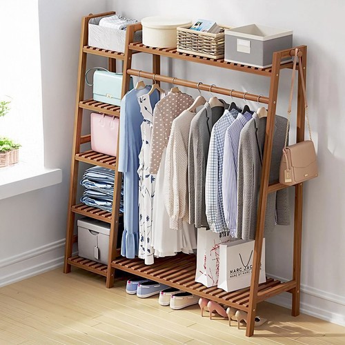Wooden clothes rail open - wooden,